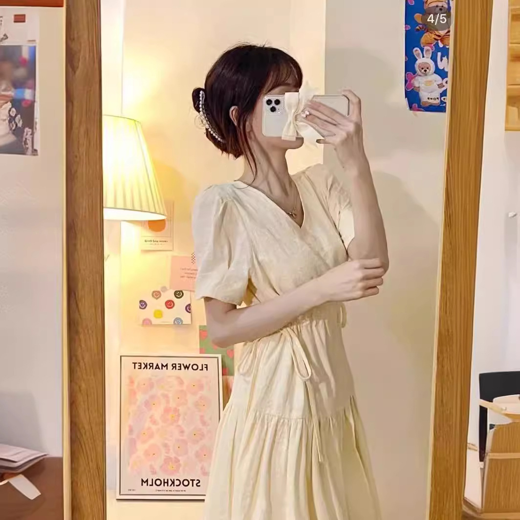 French first love sweet skirt retro v-neck 20