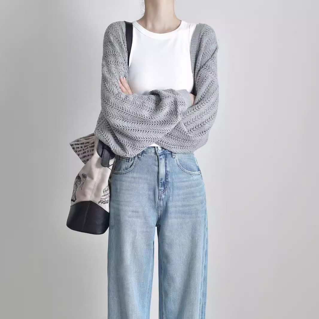New grey Light Knit Cardigan 53 01