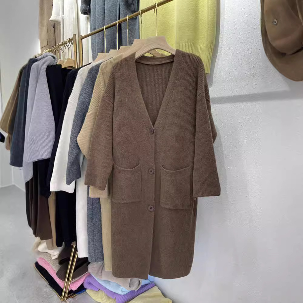 New lazy style knee-length sweater cardigan coat 59 01