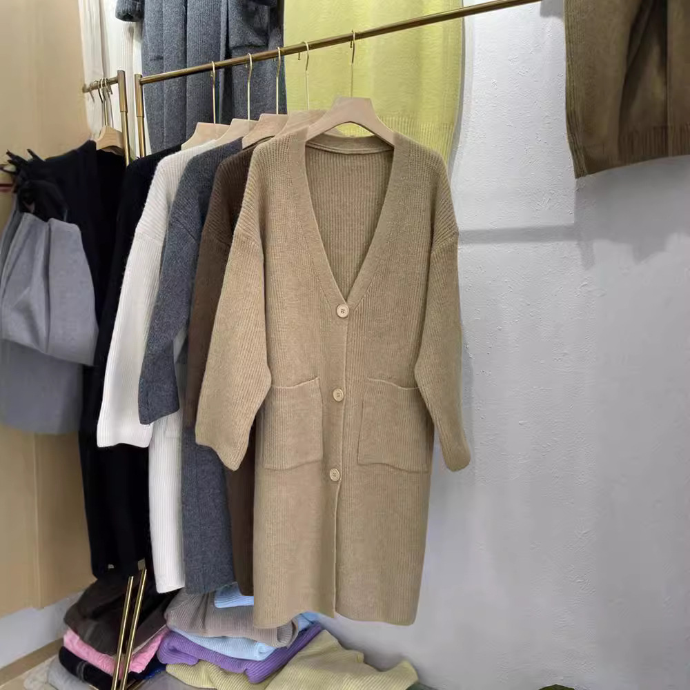 New lazy style knee-length sweater cardigan coat 59 02