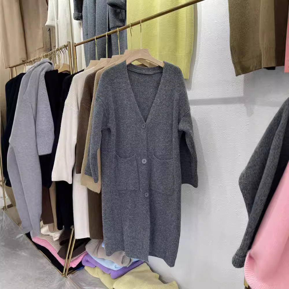 Lazy style knee-length sweater cardigan coat 29