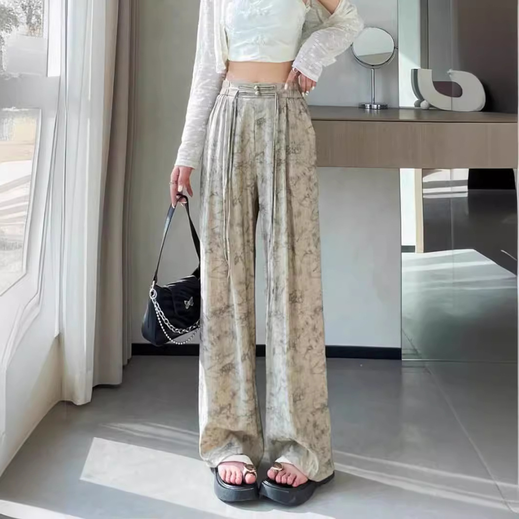 Pleated ice silk pants 60