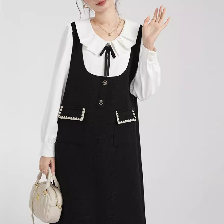 Shirt patchwork fake two-piece dress 16 01