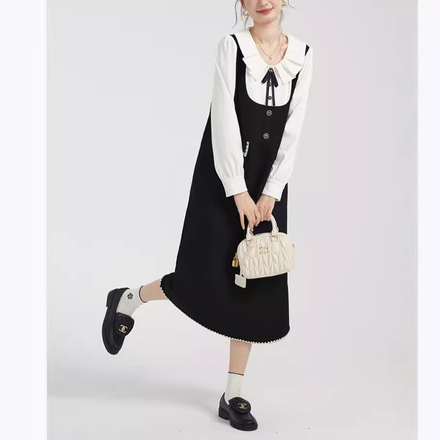 Shirt patchwork fake two-piece dress 16 02