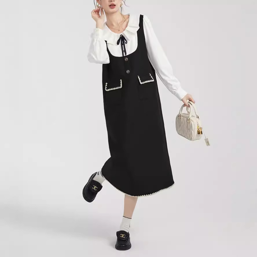 Shirt patchwork fake two-piece dress 16