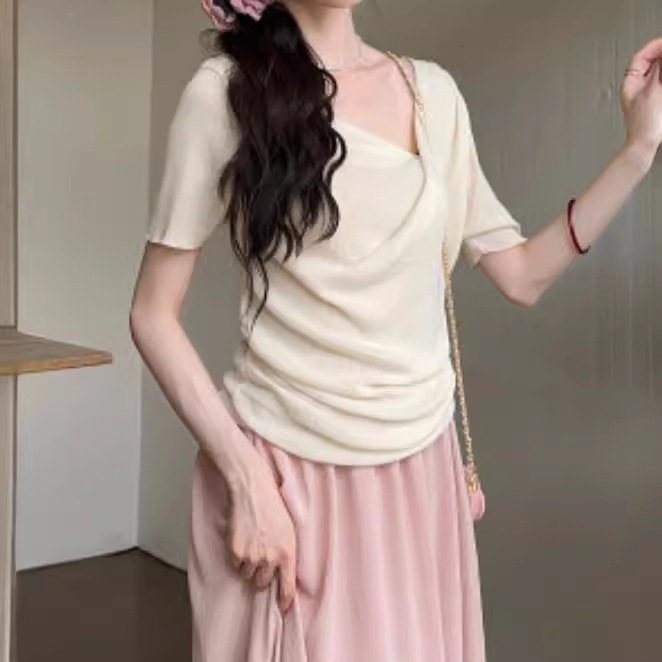 Solid color short-sleeved all-match top 8