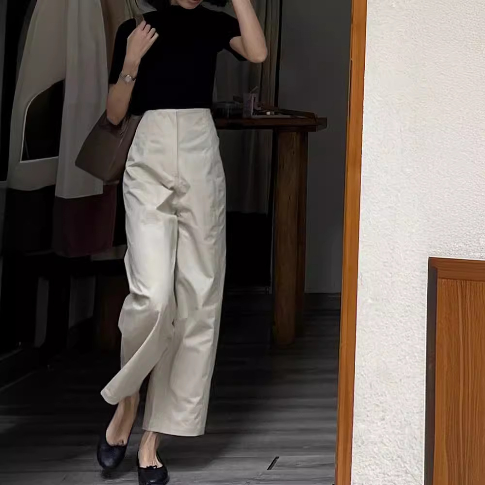 New white straight-leg casual pants 58